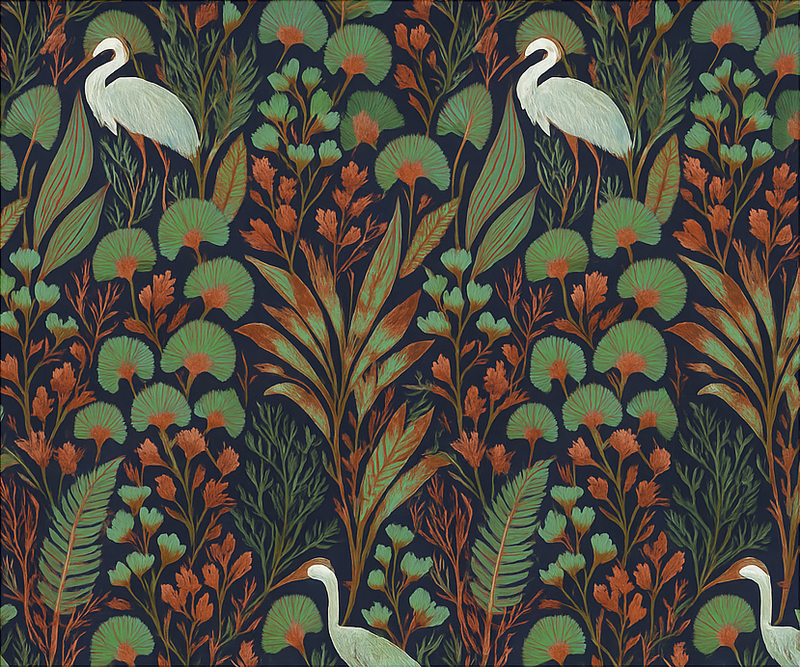 Alfombra vinílica dormitorio naturaleza asiática exótica - TenVinilo