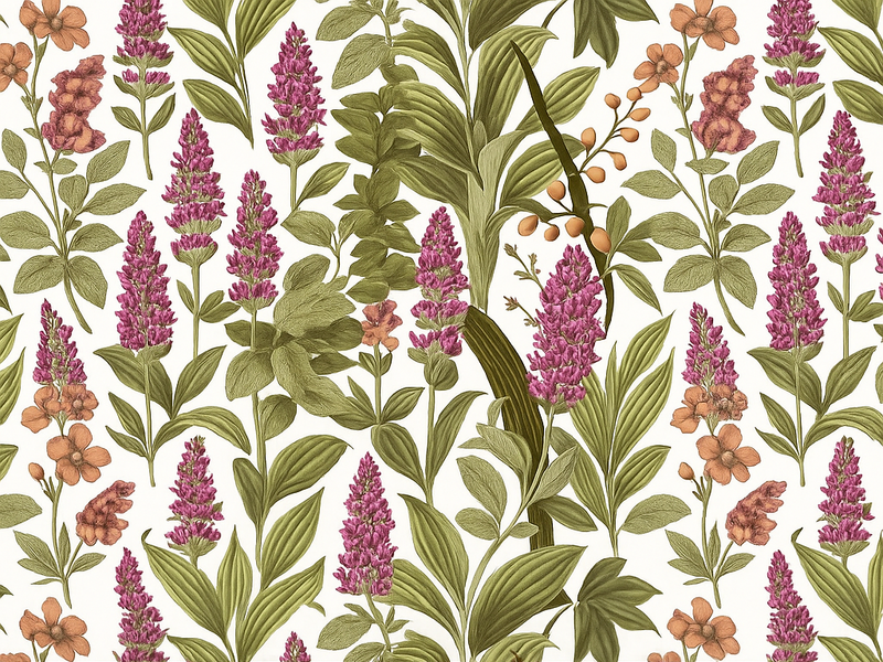 Alfombra vinílica dormitorio patrón botánico colorido - TenVinilo