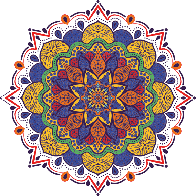 Alfombra de vinilo geométrica mandala de flores coloridas - TenVinilo