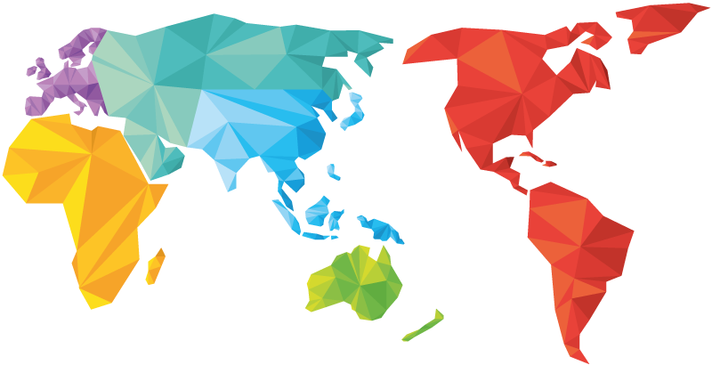 Alfombra de vinilo geométrica mapa mundial colores - TenVinilo