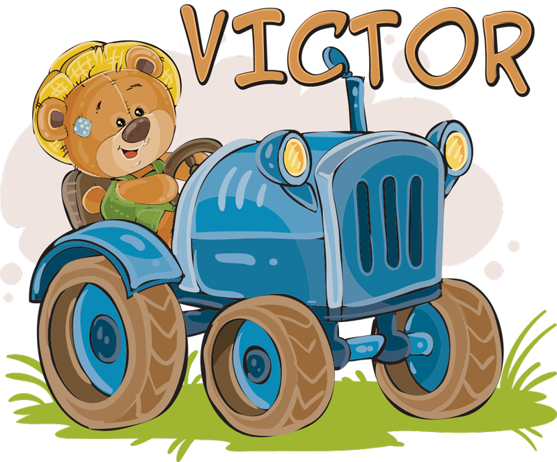 Alfombra de vinilo infantil tractor personalizable - TenVinilo