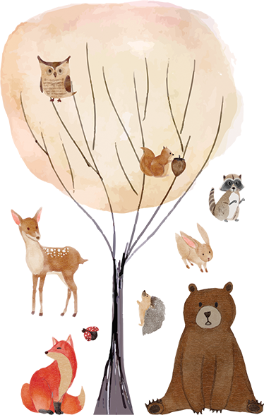 Alfombra de vinilo infantil animales del bosque y árbol - TenVinilo