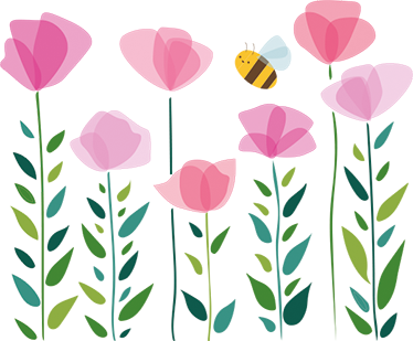 Alfombra de vinilo infantil flores rosas y abeja - TenVinilo