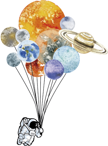Alfombra de vinilo infantil astronauta con globos coloridos - TenVinilo