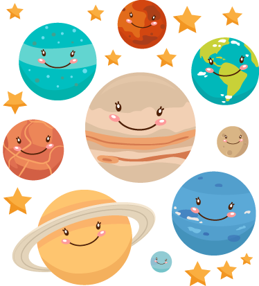 Alfombra de vinilo infantil sticker planetas sistema solar - TenVinilo