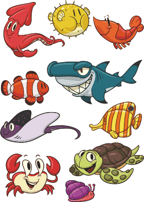 Alfombra de vinilo infantil pack de peces coloridos - TenVinilo