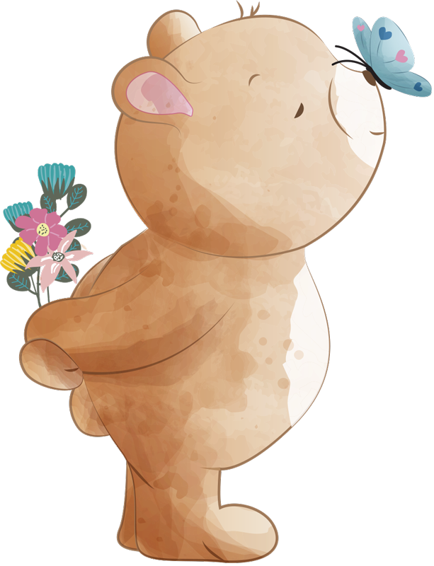 Alfombra de vinilo infantil con oso y mariposa - TenVinilo