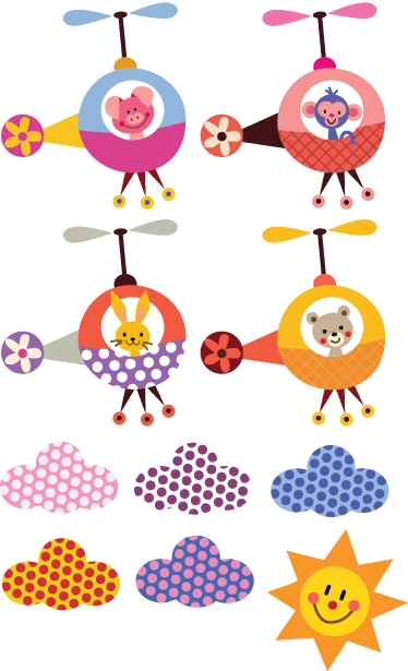 Alfombra de vinilo infantil sticker de animales voladores - TenVinilo