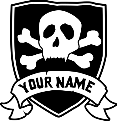 Alfombra de vinilo infantil calavera pirata con nombre - TenVinilo