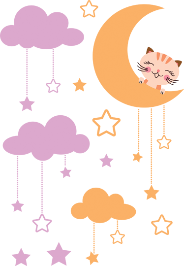 Alfombra de vinilo infantil sticker luna gato - TenVinilo