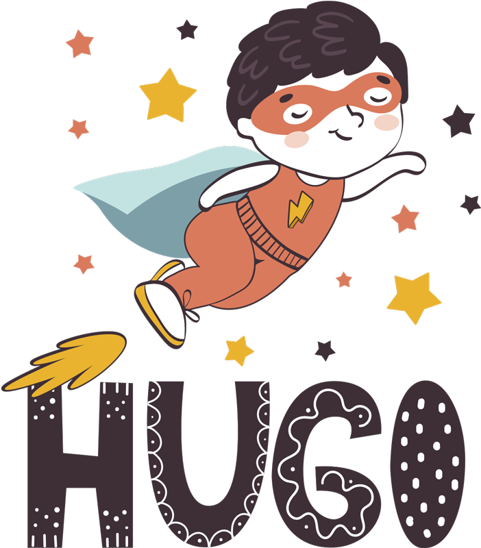 Alfombra de vinilo infantil superhéroe personalizable - TenVinilo