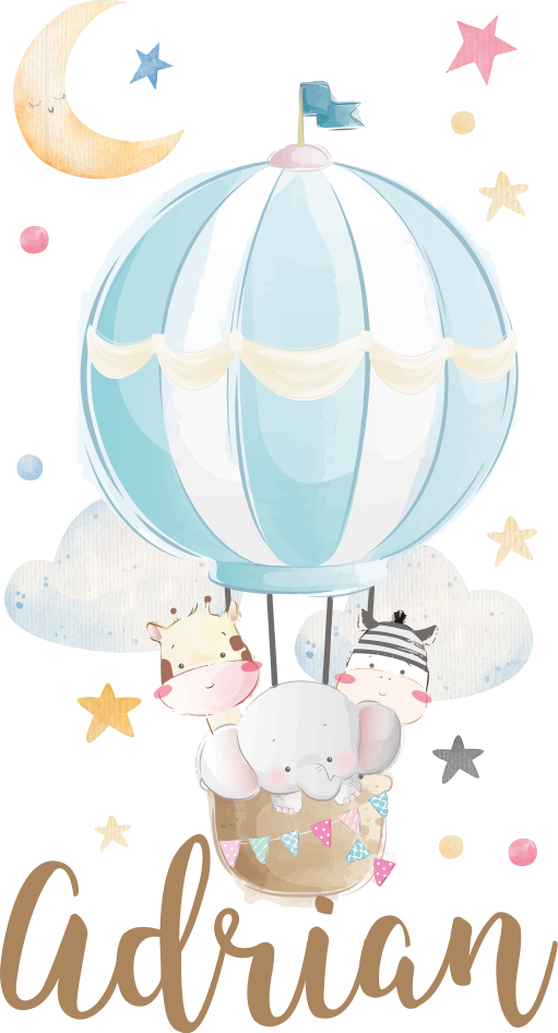 Alfombra de vinilo infantil tres animales con globos y nubes - TenVinilo