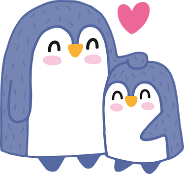 Alfombra de vinilo infantil mamá y bebé pingüino - TenVinilo