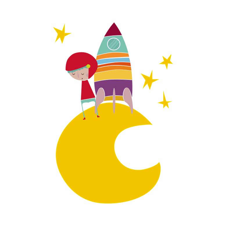 Alfombra de vinilo infantil cohete en la luna - TenVinilo