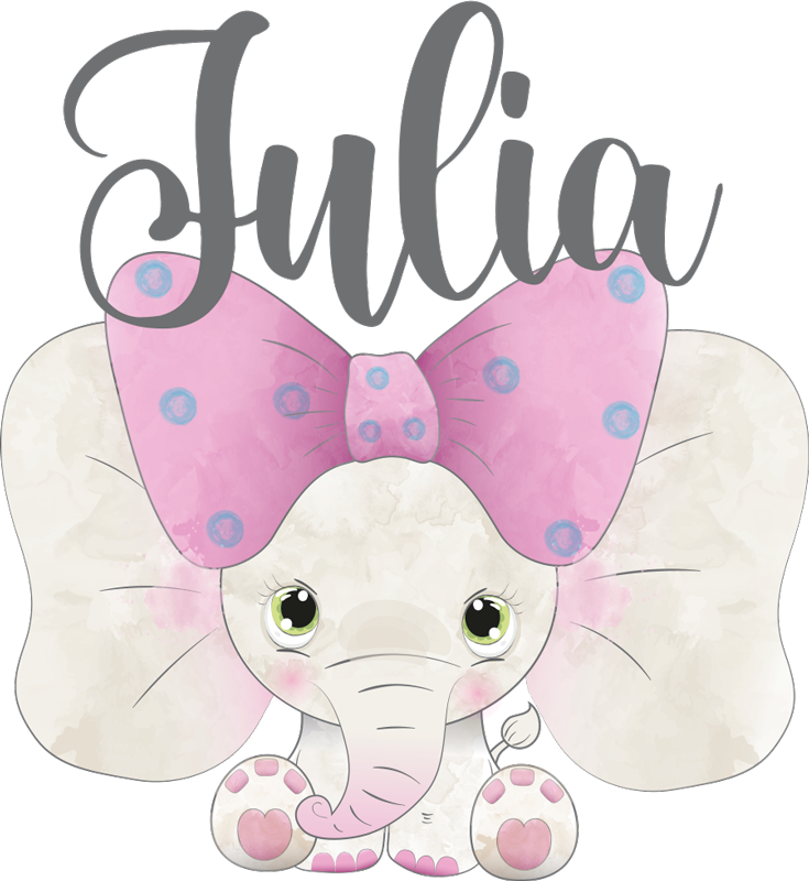 Alfombra de vinilo infantil elefante con bebé y nombre - TenVinilo