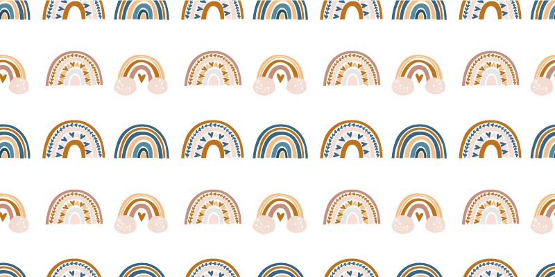 Alfombra de vinilo infantil arcoíris otoñal dibujado a mano - TenVinilo