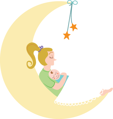 Alfombra de vinilo infantil mamá y bebé en la luna - TenVinilo