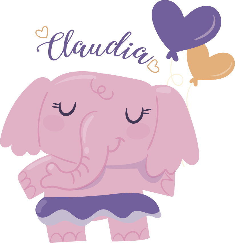 Alfombra de vinilo infantil elefante rosa con nombre - TenVinilo