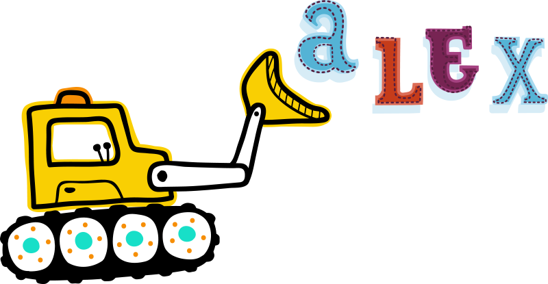 Alfombra de vinilo infantil excavadora personalizada - TenVinilo