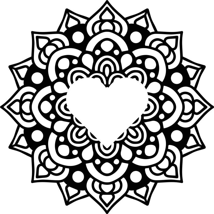 Alfombra vinílica dormitorio mandala con marco de corazón - TenVinilo