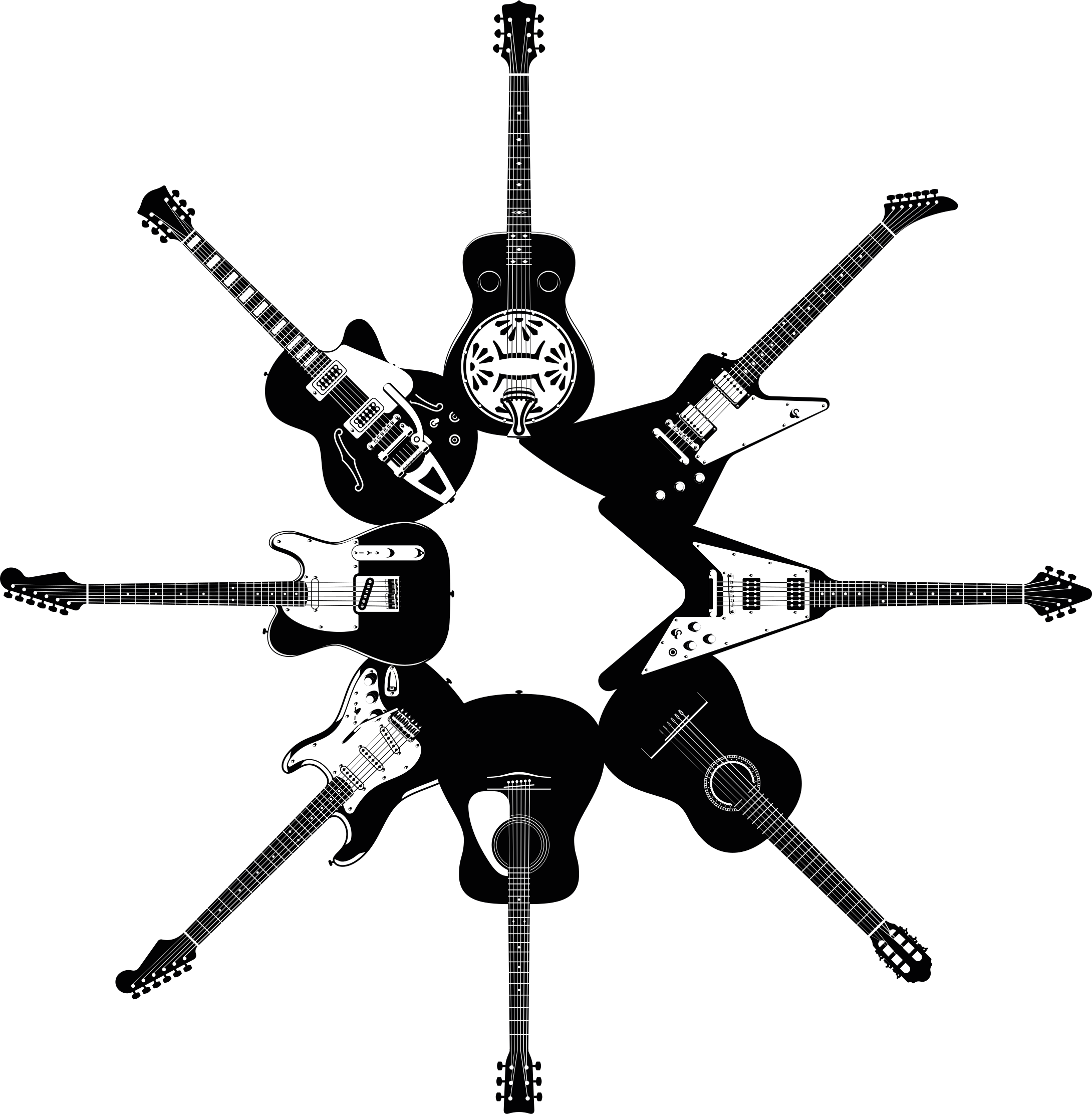 Alfombra vinílica dormitorio guitarras en círculo - TenVinilo