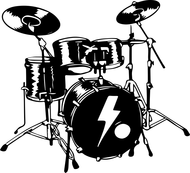 Alfombra vinílica dormitorio batería sobre fondo blanco - TenVinilo