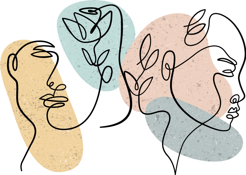 Alfombra vinílica dormitorio rostros de mujeres en línea - TenVinilo