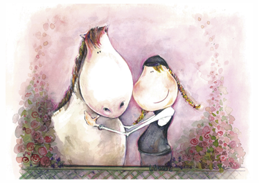 Alfombra de vinilo infantil niña y caballo - TenVinilo