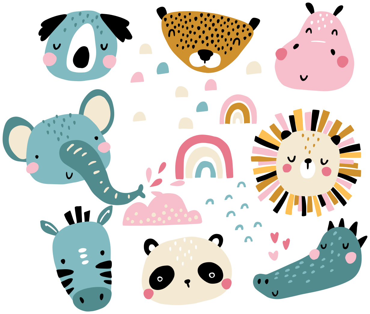 Alfombra de vinilo infantil animales pequeños estilo nórdico - TenVinilo