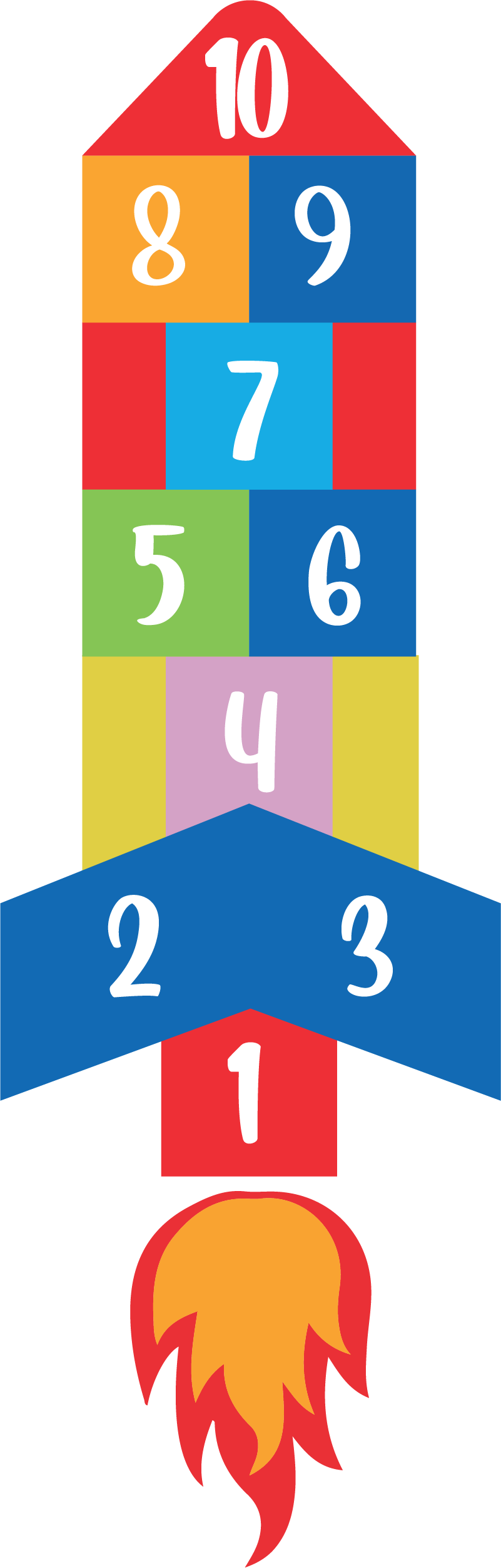 Alfombra vinílica de juegos infantil rayuela cohete - TenVinilo