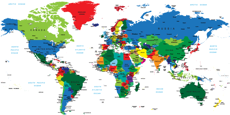 Alfombra de vinilo mapamundi vinilo mapa del mundo colorido - TenVinilo