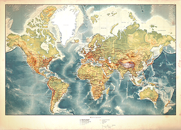 Alfombra de vinilo mapamundi mapa del mundo envejecido - TenVinilo