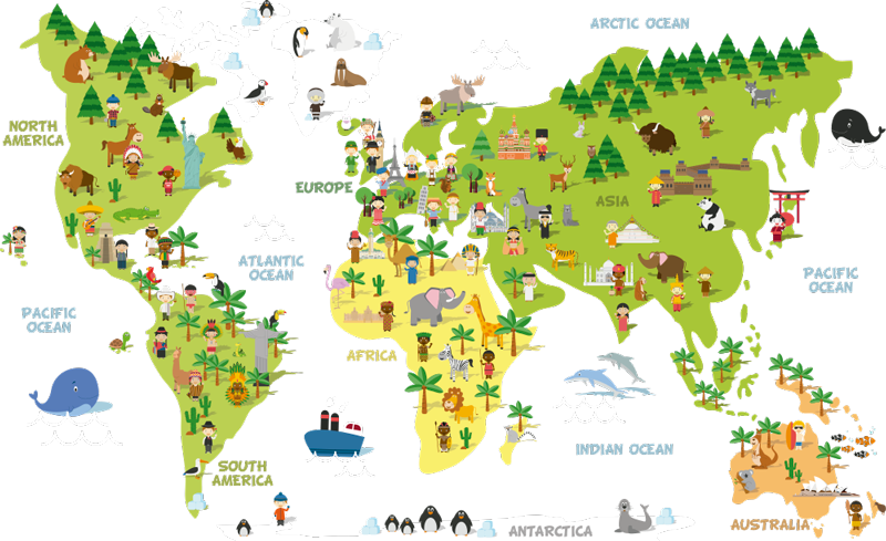 Alfombra de vinilo mapamundi mapa mundi en inglés - TenVinilo