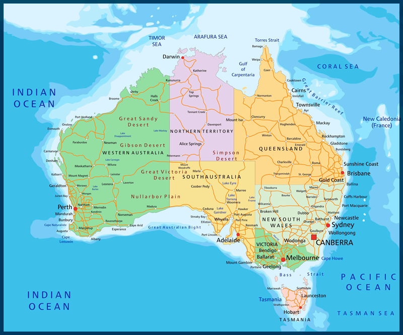 Alfombra de vinilo mapamundi mapa político de australia - TenVinilo