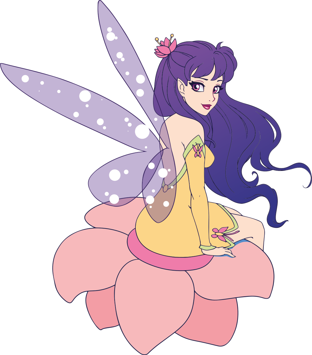 Alfombra de vinilo infantil hada linda sentada en una flor - TenVinilo