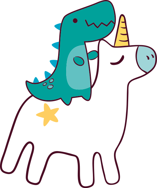 Alfombra de vinilo infantil diseño de unicornio y dinosaurio - TenVinilo