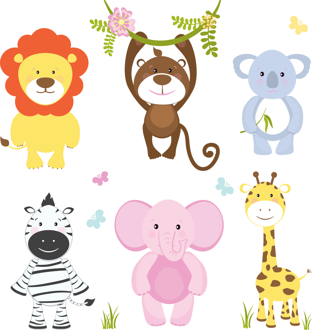 Alfombra de vinilo infantil animales bebés coloridos - TenVinilo