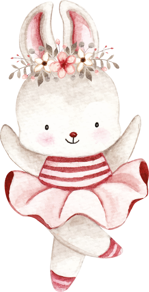 Alfombra de vinilo infantil conejita bailarina en rosas - TenVinilo