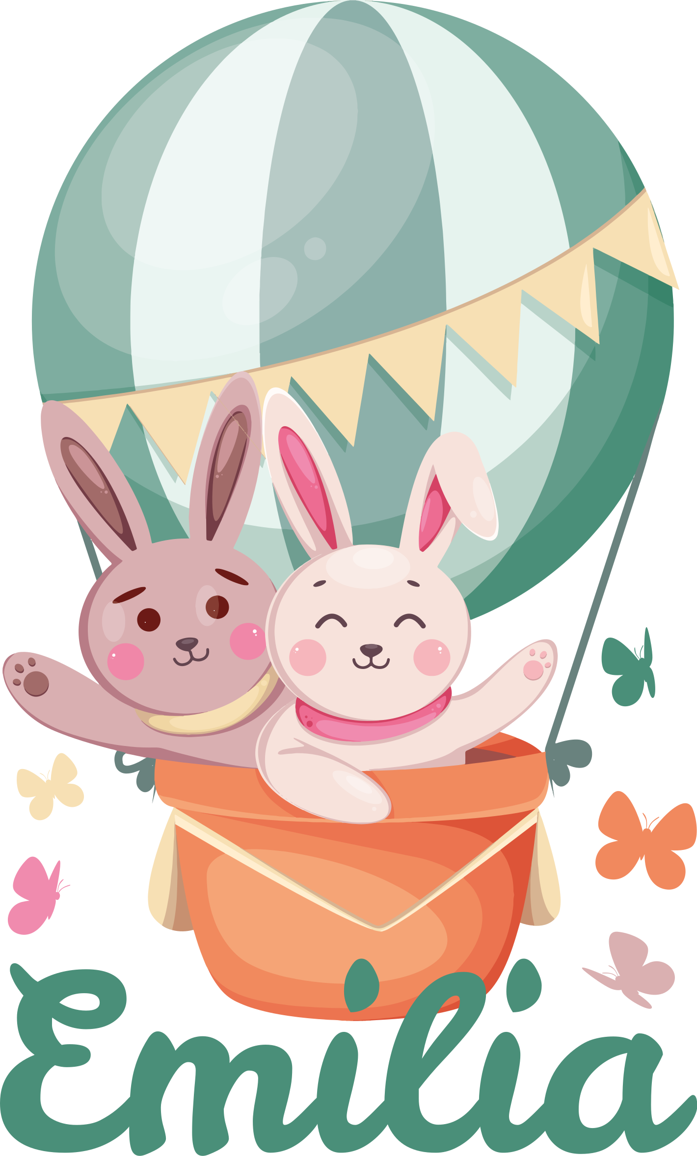 Alfombra de vinilo infantil con conejitos en globo - TenVinilo