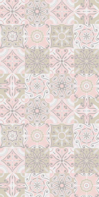 Alfombra vinílica baño azulejo rosa y gris - TenVinilo