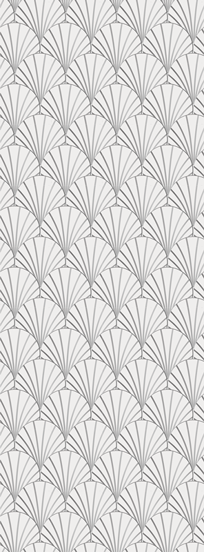 Alfombra vinílica baño patrón de conchas blancas art deco - TenVinilo