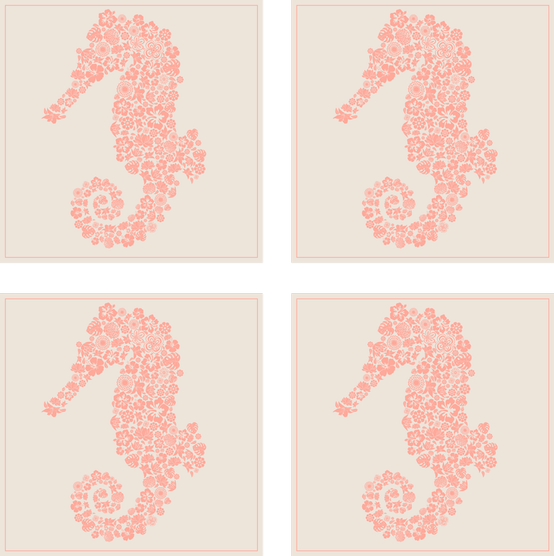 Alfombra vinílica baño caballito de mar floral - TenVinilo