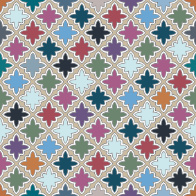 Alfombra vinílica baño patrón de azulejos vintage colorido - TenVinilo