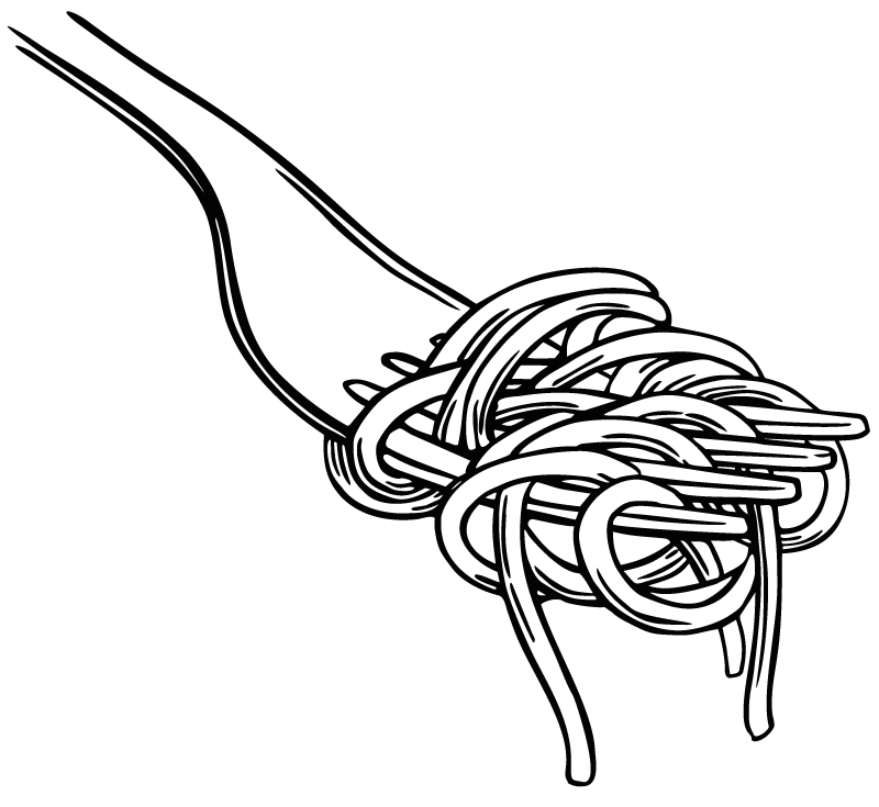 Alfombra vinílica cocina estilo grabado de tenedor spaguetti - TenVinilo