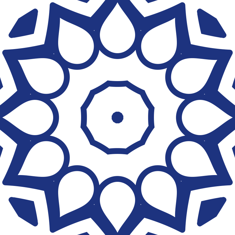 Alfombra vinílica cocina flores mandala azul delft - TenVinilo