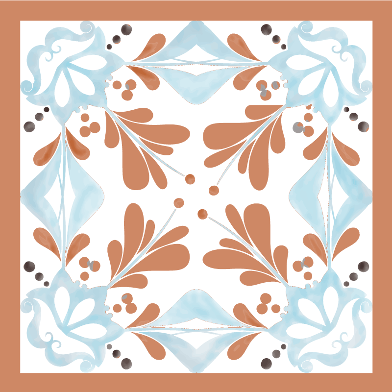 Alfombra vinílica cocina azulejos florales mediterráneos - TenVinilo