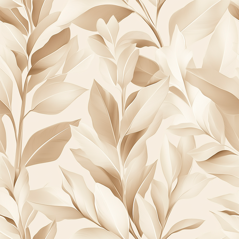 Alfombra vinílica cocina diseño de hojas beige - TenVinilo