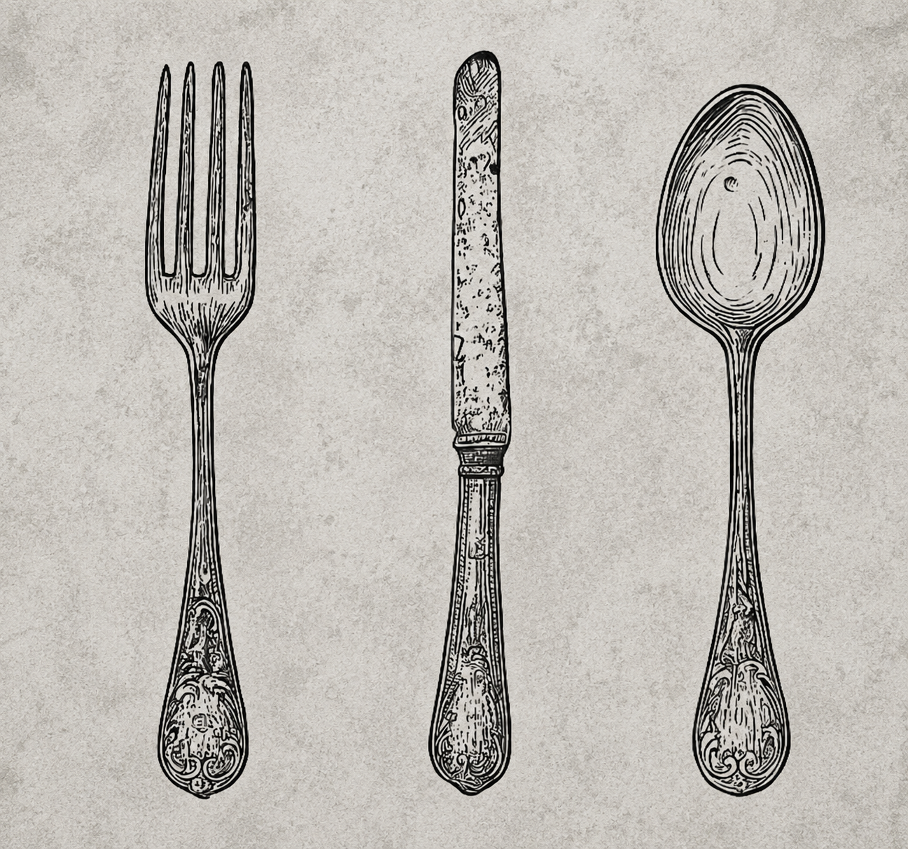 Alfombra vinílica cocina cutlery gris - TenVinilo