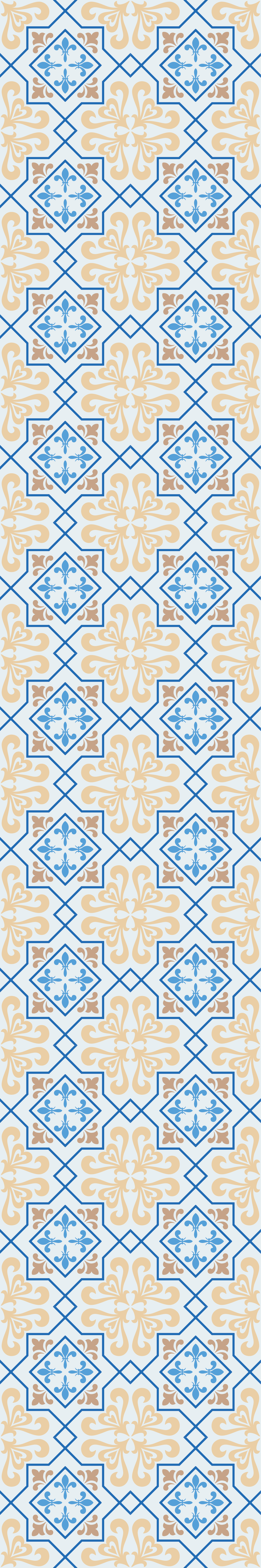 Alfombra vinílica cocina patrón de azulejos azul - TenVinilo