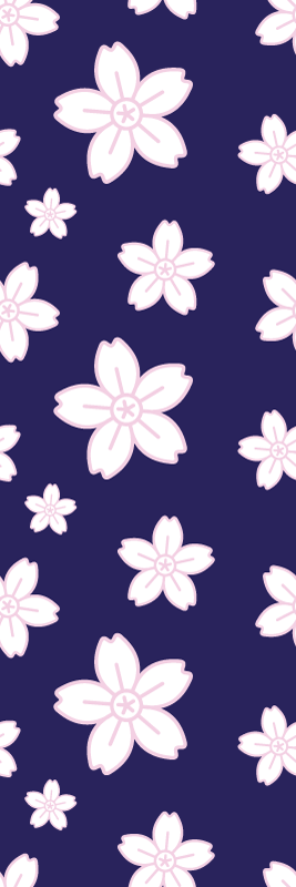 Alfombra vinílica dormitorio fondo azul flores de ciruelo - TenVinilo
